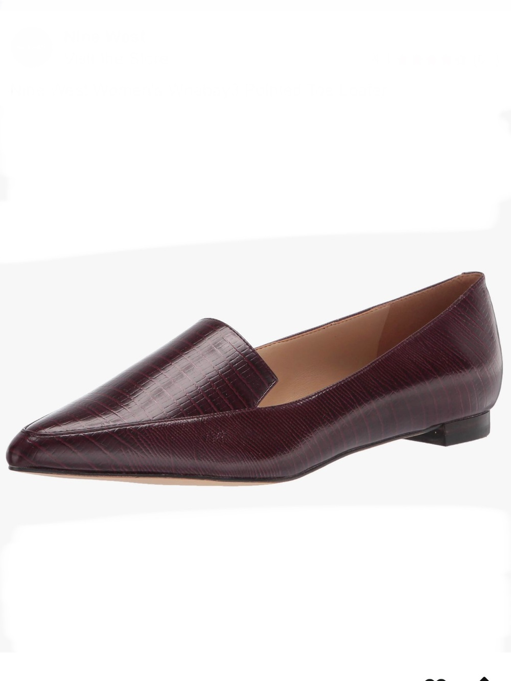 Nine West Burgundy Croc-Embossed Pointed Toe Loafer